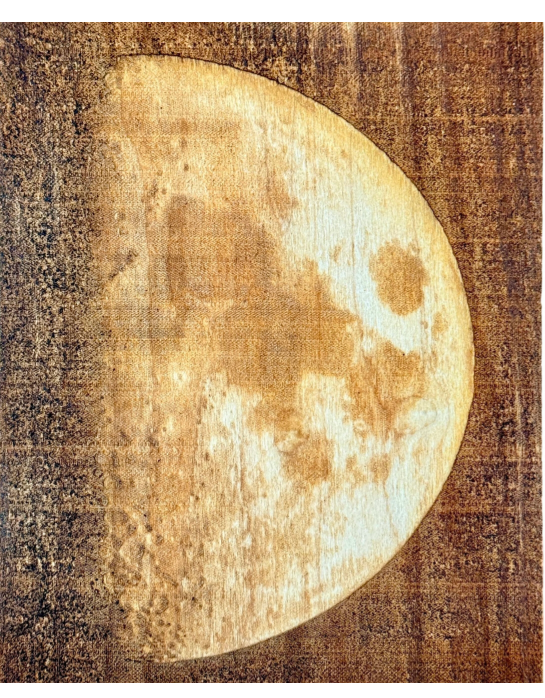 Lunar surface moon laser engraved wood plaque